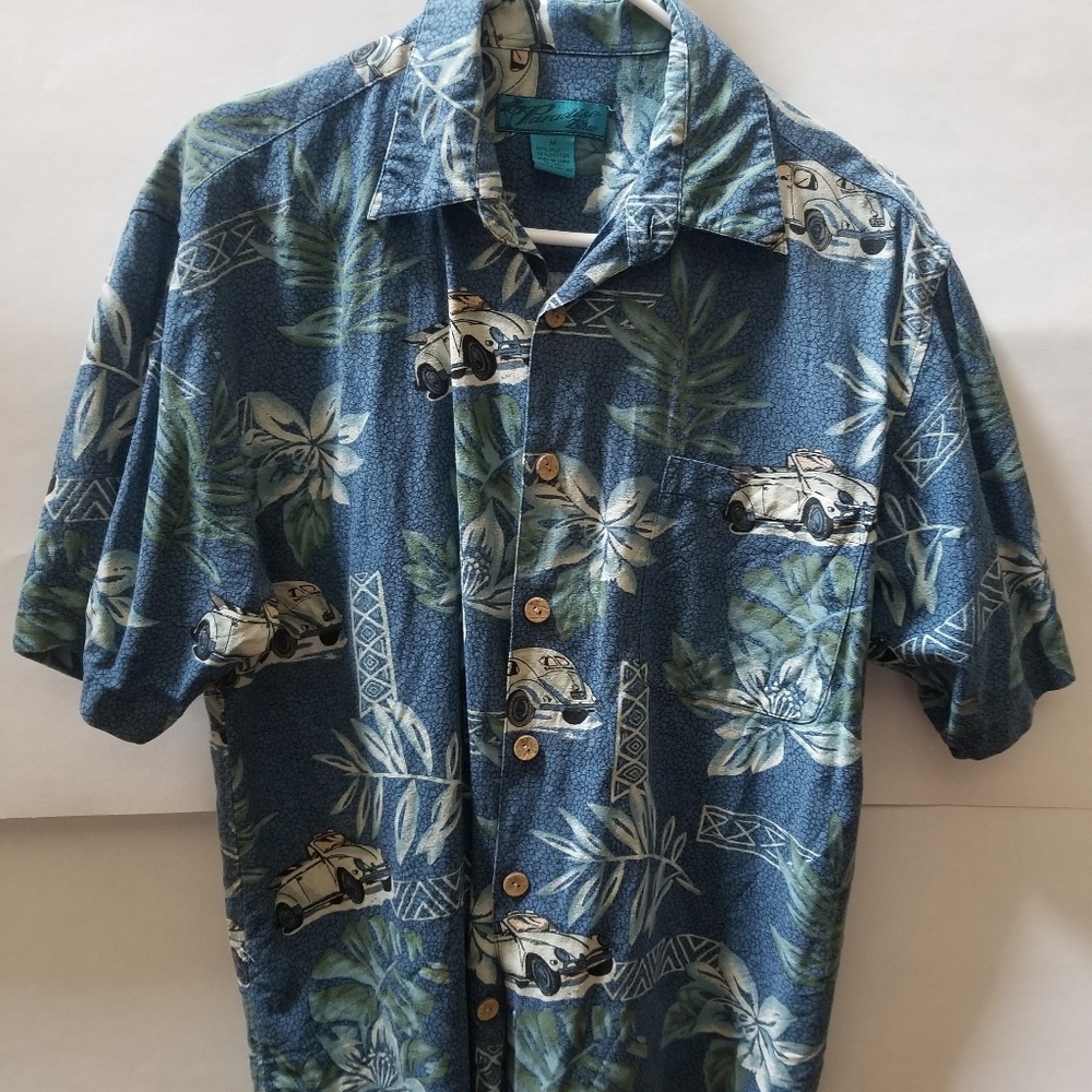 Men's Hawaiian Shirt blue with vw cars size Medium